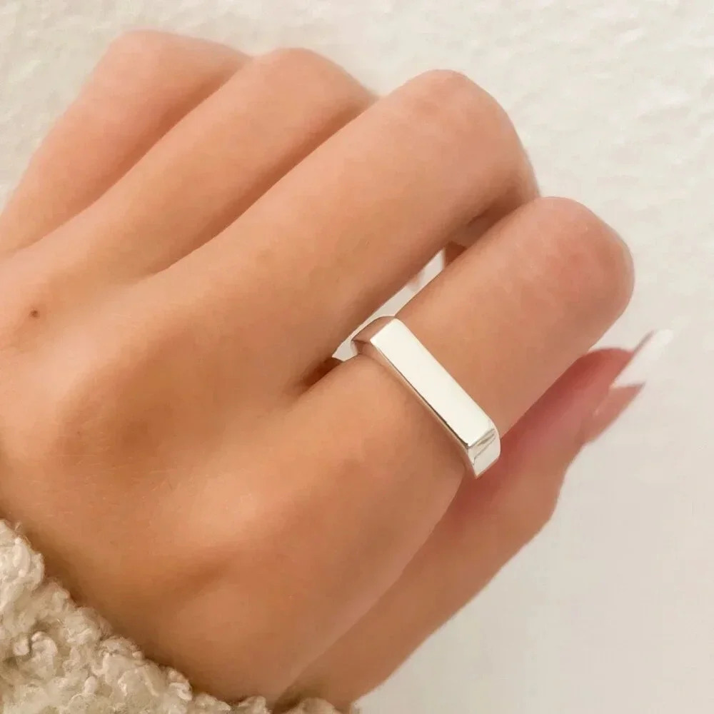 925 Sterling Silver Bar Ring Minimalist Ring Thin Bar Ring Stackable Dainty Ring